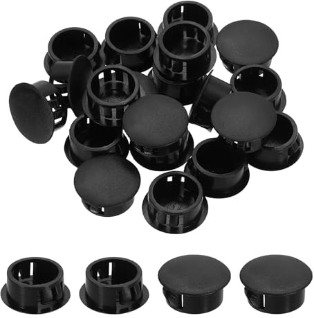 sourcing map Hole Plugs 50pcs 19mm(3/4-Inch) Plastic Plugs for Round Holes Flush Type for Furniture Cabinets Machines Hardware Fencing Post Pipe, Black