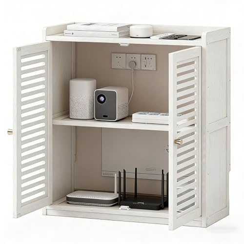 JHUVNHGT Porta Modem,Armadio Router,nascondi Router,Porta Router da Parete,Scatola Router,Porta Modem da Terra,Adatto per La Casa E L'Ufficio(Color:Bianco)