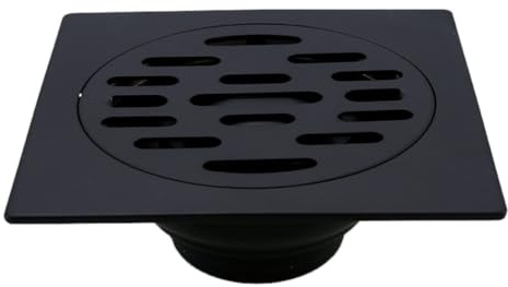 Generico Scarico Doccia a Pavimento Black Bathroom Square Doccia in Acciaio Inox Scatola di Scarico in Grebratura Rotonda Cover Capelli Strainer(Ordinary)