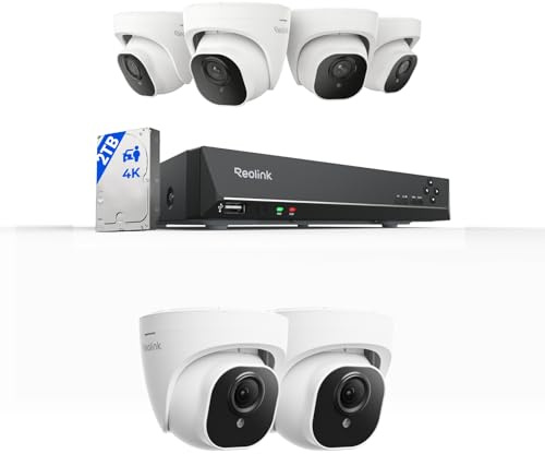 Reolink 4K Überwachungskamera Aussen Set, 4X 8MP und 2X 5MP PoE IP Kamera Überwachung mit Smarter Personenerkennung und Fahrzeugerkennung, 8CH 2TB HDD NVR für 24/7 Videoüberwachung, 30M Nachtsicht