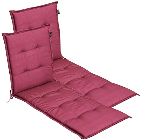 LILENO HOME Sonnenliege Auflage als [2er Set - Rollliege] in Pink Uni - Gartenliegen Auflage perfekt für Strandliege - Polster für Gartenliege (188x60x5cm)