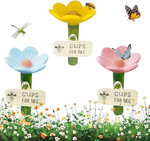 Abbeveratoi per Api,3 Pezzi Tazze D'acqua per Api da Giardino,Stazione di Irrigazione per Apis,Tazza per Bere Insetti D'apis,Coppe per Apie da Giardino,per Giardinos e Cortile