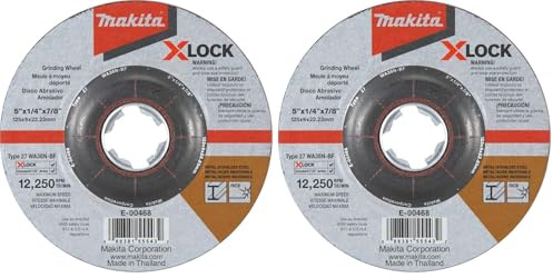 Makita E-00402 X-LOCK Schruppscheibe 125 x 6,0 mm, 1 Stück, für die Bearbeitung von Edelstahl, WA36-BF, EN12413, oSa zertifiziert, passend für alle 125 mm X-LOCK Winkelschleifer (Packung mit 2)