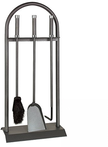 Lienbacher Kaminbesteck anthrazit beschichtet, Griffe mit Chromkappen 3-TLG.