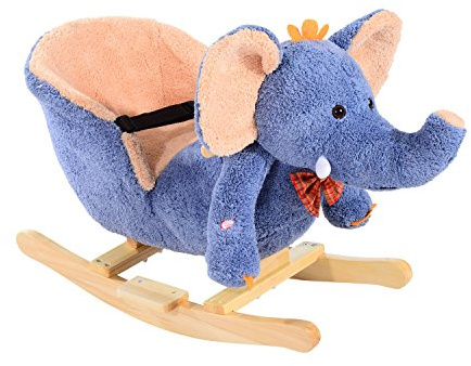 HOMCOM Cavallo a Dondolo in Legno Elefante per i Bambini 60x33x45cm