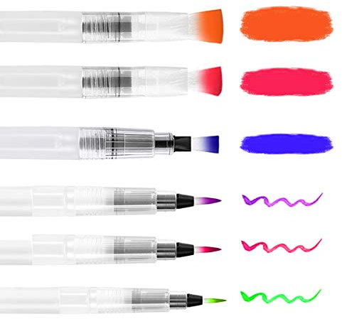 Dokpav Brush Pen Set 6er Pack Pinselstifte Aquarell Pinsel mit Wassertank Water Brush Pens Wasserstifte Wasserfarben Aquarellpinsel Lettering Stifte Set für Calligraphie, Beschriftung