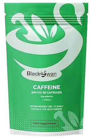 Black Swan Caffeine Tablets 200mg – Natural Caffeine Supplement for Daily Routine Use & Focus Support - Vegan Friendly General Wellness Formula – Easy to Swallow - 60 Count 2 Month Supply