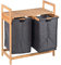 BAKAJI Cesto Porta Biancheria Sporca Casa Struttura in Legno di bambù con 2 Scomparti Portabiancheria Estraibili in Tessuto + Mensola Portasciugamani Dimensione 73.5 x 63.5 x 33 cm Design Moderno