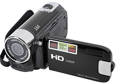 Videokamera, 2,7 Zoll TFT Videokamera Camcorder mit Drehbarem Bildschirm, 16 MP 16 facher Digitaler Zoom, Vlogging Kamerarecorder mit USB Kabel, für Reisen, Hochzeiten, Campus (Schwarz)