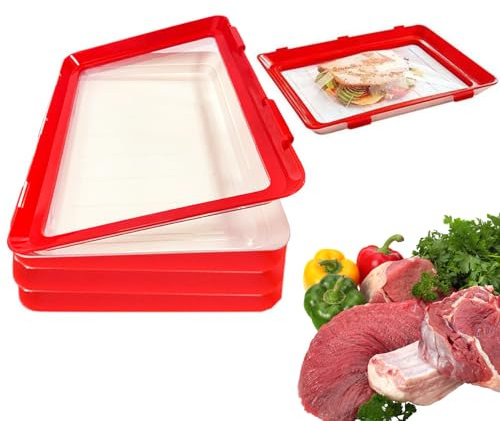 Nchdewui Frischhaltetablett 3er Set, Lebensmittelkonservierung Tablett, Spülmaschinen- und Mikrowellenfest für Aufschnitt, Optimale Aufbewahrung im Kühlschrank