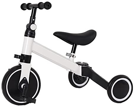 Bici para Niños, Triciclo 3 en 1 para niños con asa de dirección, triciclo de bicicleta infantil, triciclo de pedal convertible con 3 ruedas EVA (blanco)