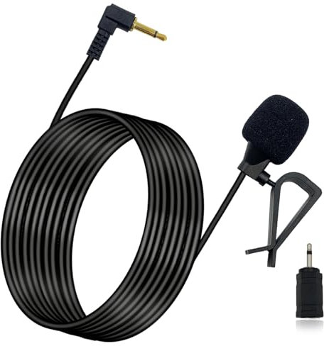 SPTSSWET Microphone de Voiture 3,5 mm avec Adaptateur 3,5 mm vers 2,5 mm Micro de Montage Externe pour Autoradio Stéréo GPS Radio DVD Câble de 5M