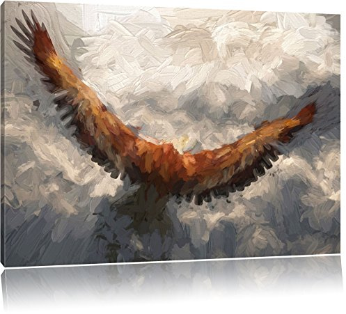 Aquila dipinto su tela 100x70cm, Immagini XXL completamente incorniciati con telai di grandi dimensioni cuneo. Stampa artistica su quadro a parete con cornice. Più economico di pittura o di un dipinto a olio, non un manifesto o poster.