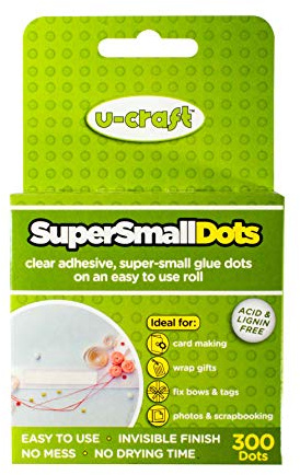 U-Craft Mini Glue Adhesive Dots 3mm-5mm Dia x 300 on a roll Permanent Extra Strength 201057