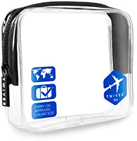 TWIVEE – transparent necessär – 1 liter – necessär för transport av vätskor i handbagage, Blå – transparent, 1 Quart ≈ 0,95 Liter