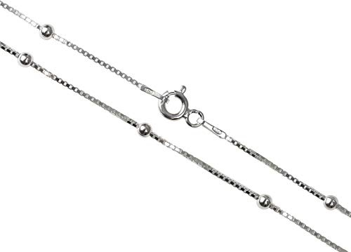 AKA Jewellery - Venice Box Chain with 2.5 mm Balls 925 Sterling Silver Women Necklace - 16 18 inch