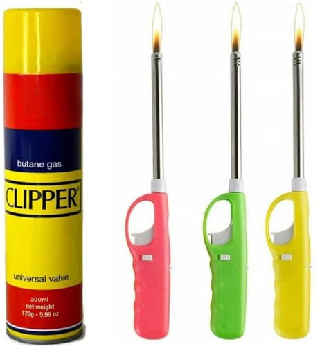 Aspect X3 Refillable BBQ Lighter – Adjustable Flame, Clipper Gas, Multi-Use for Kitchen, BBQ, Candles, Camping (Set of 4)