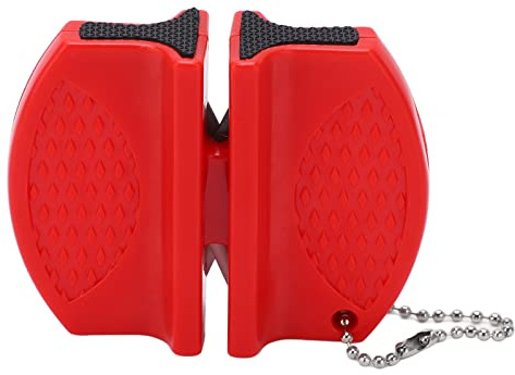 Affûteur de Couteaux Portable Mini Aiguiseur de Couteaux de Poche Double Face Multifonctionnel pour Une Utilisation en Extérieur(Rouge) Autres Articles de randonnée et de