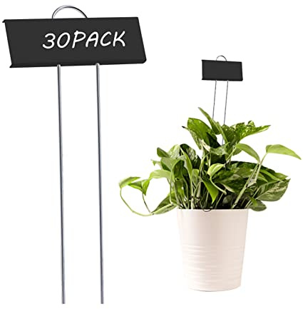 GHAMYEE 30pcs Plant Labels for Outdoor Garden Waterproof Plant Markers for Outdoor Plants, 11inch Metal Plant Tags and Labels Garden Markers for Seedlings Herbs Vegetable Greenhouse Gifts (Black)