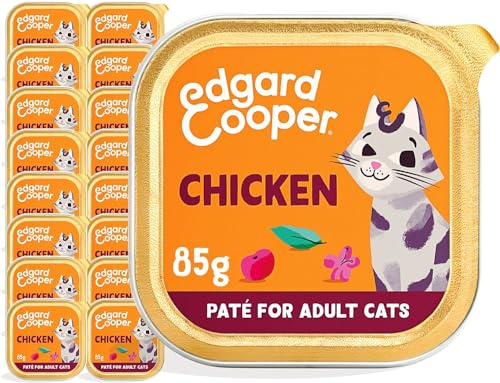 Edgard & Cooper Comida humeda Gatos, Adultos, (Pollo, 85g x 16), Pate, Comida para Gatos Esterilizados y Activos, Sin Cereales, Ingredientes Naturales, Carne Fresca, Hipoalergénico