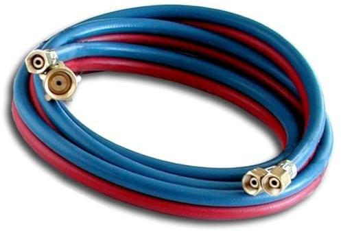 Manguera de oxígeno - acetileno doble para equipos de soldadura. Racorada 5m (Bitubo, diámetro interior 3/16 X 3/16 - 5 X 5mm Con accesorios)