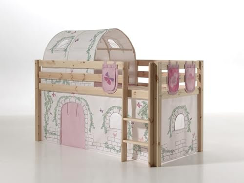 möbelando Spielbett >Pino< in Kiefer massiv Natur - 210x114x106 (BxHxT)