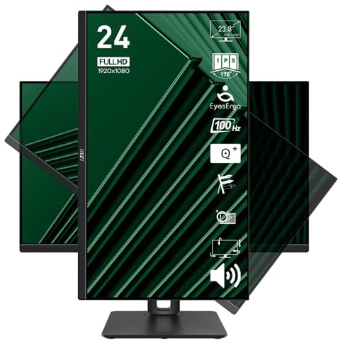 MSI PRO MP245PG LED-Monitor 60 cm (23.8 Zoll), schwarz, FullHD, IPS, Adaptive-Sync, 100Hz Panel (9S6-3PC19M-003)