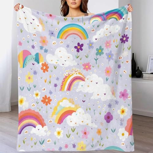 TBDUEPS Kuschelige Luxus-Plüschdecke in Regenbogen-Optik, Fleece, für den Außenbereich, Yogadecke für Frauen, für Freundinnen, Paare, romantisch, 200 x 230 cm