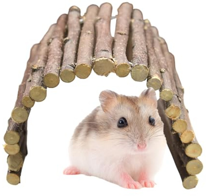 MiOYOOW Giocattolo Ponte per Criceti, Scaletta per Animali Domestici in Legno, Tunnel Giochi Ponte Masticare per Roditori, per Cincillà, Cavie, Conigli Nani, Gabbia