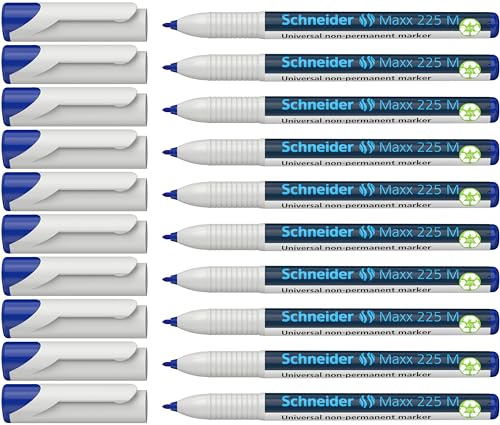 Schneider Maxx 225 M Universal-Marker (non-permanent, feucht abwischbar, 1,0 mm) 10er Packung blau