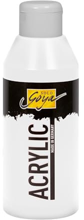 KREUL 84201 - Solo Goya Acrylic weiß, 250 ml Flasche, cremige vielseitig einsetzbare Acrylfarbe in Studienqualität, auf Wasserbasis, schnell und matt trocknend, gut deckend, wasserfest