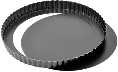 Original Kaiser Classic Tarteform mit Hebeboden 28 cm, Quicheform mit Hebeboden antihaftbeschichtet, servierfertig, gleichmäßige Bräunung, Schwarz