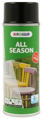 DUPLI-COLOR ALL SEASON RAL 9005 Tiefschwarz glänzend 400 ml - Sprühfarbe | Flexible Kunstharz-Qualität, Wetter- & UV-beständig, Schnelltrocknend, vielseitig einsetzbar auf diversen Untergründen