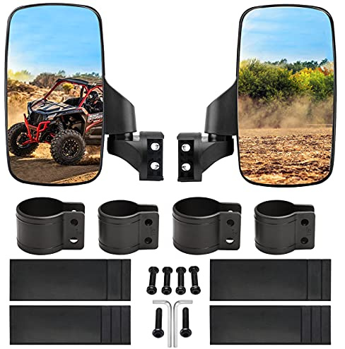 BETOOLL Upgraded Adjustable Pair UTV Side Mirror Set 1.75 or 2inch Roll Bar Cage, Universal UTV Side View Mirrors High Impact(Pack of 2)
