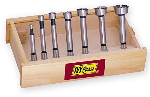 IVY Classic 46182 7-Piece Forstner Bit Set, High-Carbon Steel, Wooden Case
