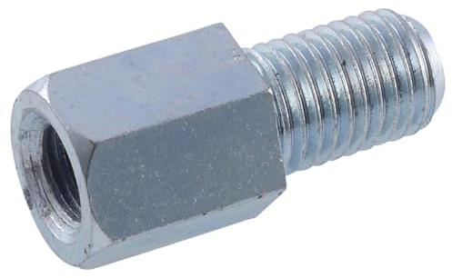 Spiegeladapter M8 Links auf Aufnahme M10 Links, Spiegel Adapter für Lenker | M10 Linksgewinde zur Lenkerbefestigung, endet auf M8 Linksgewinde am Spiegel; Farbe Schwarz oder Silber je Verfügbarkeit.