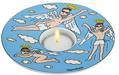 Goebel 26100990 Fly on My Sweet Angels Künstler Teelicht, Hartporzellan, bunt, 15 x 15 x 3,5 cm