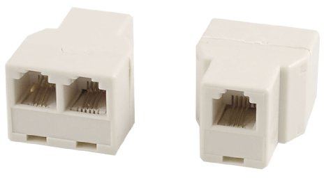 sourcing map 2 Pcs RJ11 6P4C 1 to 2 Female Telephone Line Splitter Connector, 2 Way Phone Jack Splitter Expansion Adapter Converter for Telephone Landline Cable Fax Machine Separator