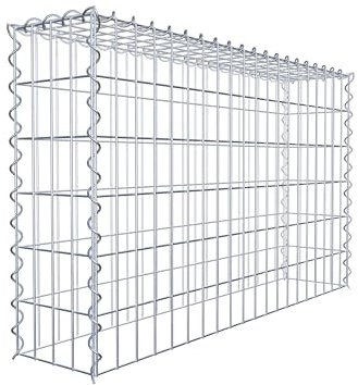 GABIONA Cesta de piedra de gavión rectangular, malla de 5 x 10 cm, profundidad de 20 cm, cesta de cultivo tipo 3, cierre de espiral, galvanizado (100 x 60 x 20 cm)