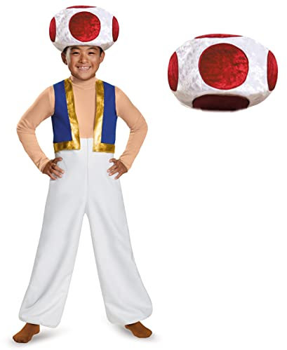 DISGUISE DISK85143G Toad Deluxe Barn Nintendo Kostym, Pojkar, Vit, Stor