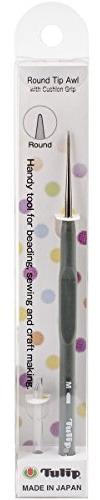 Tulip Needle Company Round Tip Awl with Cushion Grip, Grey