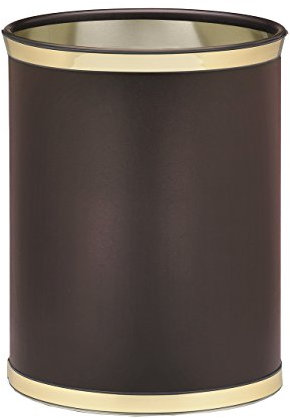 Kraftware Corbeille à papier marron avec laiton, 35,6 cm