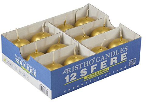 Cereria di Giorgio Risthò Velas de Bola, Cerámica, Dorado, 4.5x4.5x4.5 cm, 12