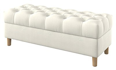 Furninero - Tiefer gepolsterter Sitzbank Sitzhocker Sitzruhe Betthocker Ottomane, mit Stauraum, Gerundete Beine, 120 cm breit, Majestic Velvet Creme Stoff (Licht zu reinigende), Ecru