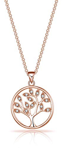 Philip Jones Rose Gold Plated Tree of Life Necklace Created with Zircondia® Crystals