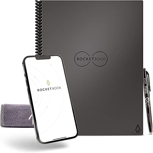Rocketbook Lined Cuaderno Inteligente - Reutilizable Digital Libreta A4, Bloc De Notas De Hojas Rayadas Planificador Semanal, Gadgets Tecnologicos Frixion Pilot Borrable y Paño de Microfibra Incluido