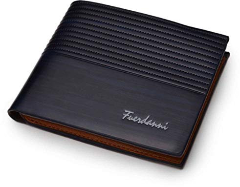 PORTAFOGLIO UOMO CARTE DI CREDITO IN PELLE PU CON PROTEZIONE RFID NFC W001 (Navy)