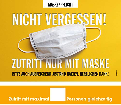 Hinweisschilder Abstand halten Maskenpflicht Motiv Maske