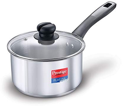 Prestige SS Platina Popular Cookware Sauce Pan, 140 mm