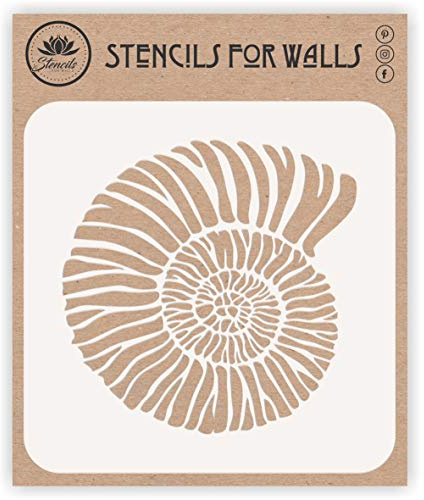 Plantilla de concha fósil, 21,59 x 21,59 cm (L) – Jurásico Nautilus Shell fósiles plantilla para pintura
